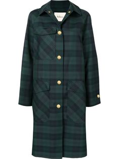 Mulberry tartan-print single-breasted coat
