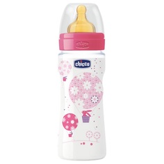 Бутылочка Chicco Well-Being Girl с латексной соской, полипропилен, с 4 мес, 330 мл