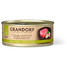 Корм для кошек Grandorf беззерновой, с тунцом, с крабом 70 г