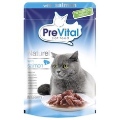Корм для кошек PreVital с лососем 85 г (кусочки в соусе)