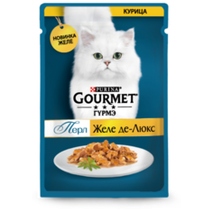 Корм для кошек Gourmet Перл Желе де-люкс, с курицей 75 г (кусочки в желе)