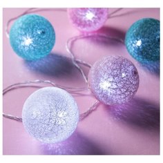 Гирлянда Luazon Decor Клубки 500 см, 20 ламп, бирюзовый/розовый/холодный белый