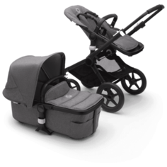 Универсальная коляска Bugaboo Fox 2 complete (2 в 1) black/grey melange/grey melange, цвет шасси: черный