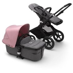 Универсальная коляска Bugaboo Fox 2 complete (2 в 1) black/grey melange/soft pink, цвет шасси: черный
