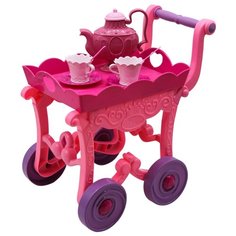 Набор посуды Man Qi Toys Mini Tea set. Десертный столик на колесиках 3579 розовый
