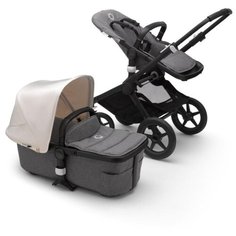 Универсальная коляска Bugaboo Fox 2 complete (2 в 1) black/grey melange/fresh white, цвет шасси: черный