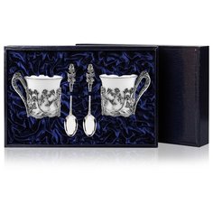 АргентА Набор чаш/коф "Роза" нов. обр. (4 пр.) + футляр