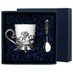 АргентА Набор чашка чайная "Цветочная"+ ложка (2 предмета)