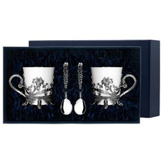 АргентА Набор чашек чайных "Цветочная"+ ложки (4 предмета)