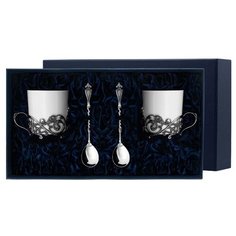 АргентА Набор чашек кофейных "Витая" + ложки (4 предмета)