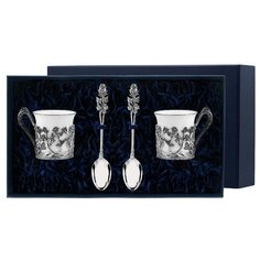 АргентА Набор чашек кофейных "Роза"+ ложки (4 предмета)