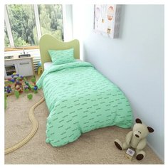 Пододеяльник Amarobaby бязь Реснички 145 х 210 см мята