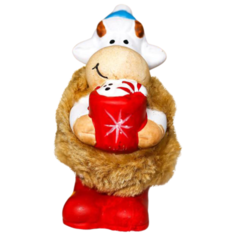 Статуэтка Yiwu Youda Import and Export Коровка с согревающим напитком, 10 см коричневый/красный