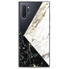 Чехол-накладка Case Place силиконовый с рисунком для Samsung Galaxy Note 10+ (28550) черно-белая мраморная мозаика