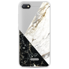 Чехол-накладка Case Place силиконовый с рисунком для Xiaomi Redmi 6A (34150) черно-белая мраморная мозаика