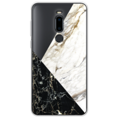 Чехол-накладка Case Place силиконовый с рисунком для Meizu M8 (73150) черно-белая мраморная мозаика