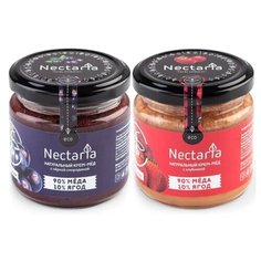 Крем-мед NECTARIA с черной смородиной, с клубникой, 2 шт набор