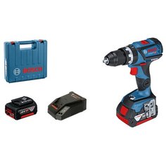 Ударная аккумуляторная дрель-шуруповерт BOSCH GSB 18V-60 C 5.0Ач х2 L-BOXX 60 Н·м синий/черный