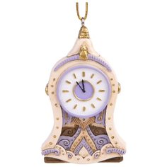 Елочная игрушка Magic Time Часы светлые (80307), белый/бежевый/фиолетовый