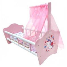 Карапуз Кроватка для куклы Милый пони (RB-P-C) розовый/белый