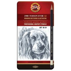 KOH-I-NOOR Набор чернографитных карандашей 1900 Toison Dor, 12 штук 8B-2H (1912012001PL)