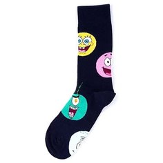Носки Happy Socks SpongeBob - Circle Of Friends, размер 36-40, черный/розовый/зеленый