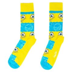 Носки Happy Socks SpongeBob - Say Cheese Burger, размер 41-46, желтый/голубой