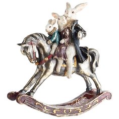 Статуэтка KARLSBACH Качалка с кроликами, 30 см белый/красный/золотой