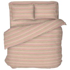 Пододеяльник Сказка Нежная полоска 200 х 215 см бежевый/зеленый/красный