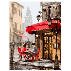 Цветной Картина по номерам "Влюбленные в кафе" 30х40 см (EX5739)