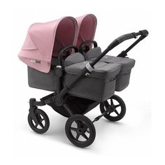 Универсальная коляска Bugaboo Donkey 3 Twin (2 в 1) black/grey melange/soft pink, цвет шасси: черный