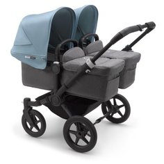 Универсальная коляска Bugaboo Donkey 3 Twin (2 в 1) black/grey melange/vapor blue, цвет шасси: черный