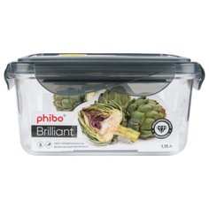 Phibo Контейнер Brilliant квадратный 1.15 л. прозрачный/черный
