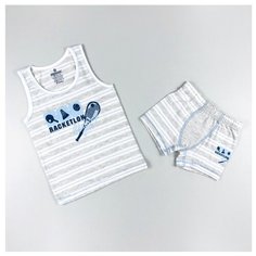 Комплект нижнего белья BAYKAR размер 86/92, белый/серый