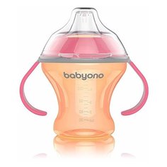 Поильник-непроливайка BabyOno 1456, 180 мл оранжевый/розовый