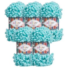 Пряжа Alize Puffy Fine, 100 % полиэстер, 100 г, 14 м, 5 шт., 263 бирюзовый