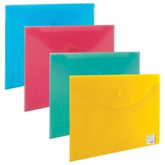 BRAUBERG Папка-конверт с кнопкой My clear bag А4, пластик 150 мкм в ассортименте