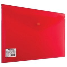 BRAUBERG Папка-конверт с кнопкой A4, пластик 180 мкм красный