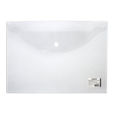 STAFF Папка-конверт с кнопкой А4, 120 мкм прозрачный