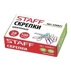 STAFF Скрепки цветные (226821) 28 мм (100 шт.) разноцветный