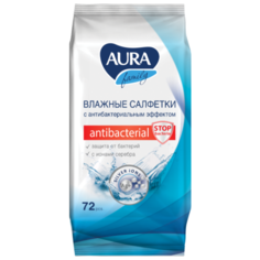 Влажные салфетки Aura Family антибактериальные с ионами серебра, 72 шт.