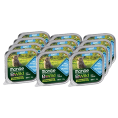 Корм для кошек Monge BWILD Feed the Instinct, беззерновой, с анчоусом, с овощами 12шт. х 100 г (паштет)