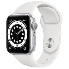 Умные часы c GPS Apple Watch Series 6 GPS 40mm Aluminum Case with Sport Band серебристый/белый