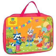 Мульти-Пульти Папка с ручками Для девочек А4, полиэстер, 80 мм розовый/оранжевый