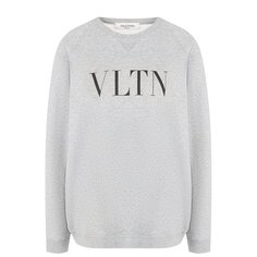 Хлопковый пуловер с круглым вырезом и логотипом бренда Valentino