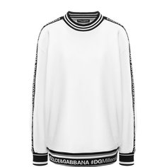 Хлопковый пуловер с логотипом бренда Dolce & Gabbana