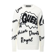 Шерстяной пуловер с вышитыми надписями Dolce & Gabbana