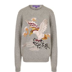 Кашемировый пуловер с круглым вырезом и декоративной вышивкой Ralph Lauren