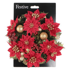 Кольцо для свечи Festive Пуансеттия и ягоды 20 см