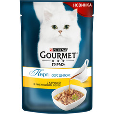 Корм для кошек Gourmet Perle Соус Де-люкс курица 85 г